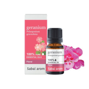 Geranium 100% Pure Essential Oil (Sabai Arom) - 10ml. Geranium 100% Pure Essential Oil (Sabai Arom) - 10ml.