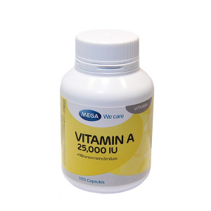Natural vitamin A 25,000 IU (MEGA) - 100 capsules. Natural vitamin A 25,000 IU (MEGA) - 100 capsules.